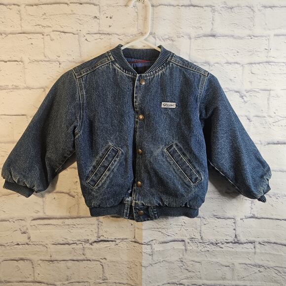 baby guess Other - Vintage Baby Guess Denim Bomber Jacket Snap button Pockets Size 4-5 USA Lined
